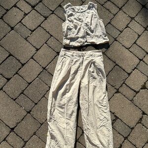 Women's Cream Pants & Vest Set